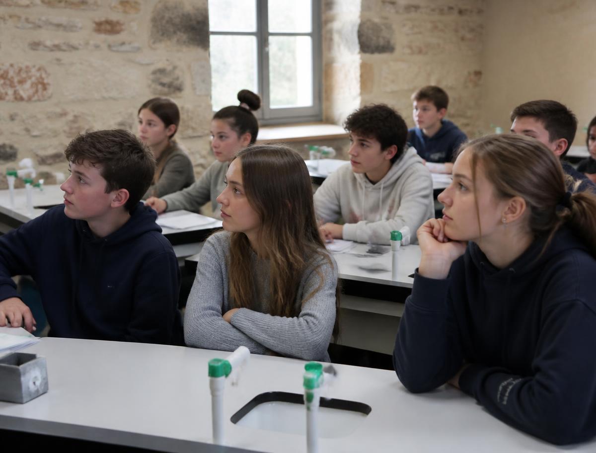 Collégiens en salle de classe