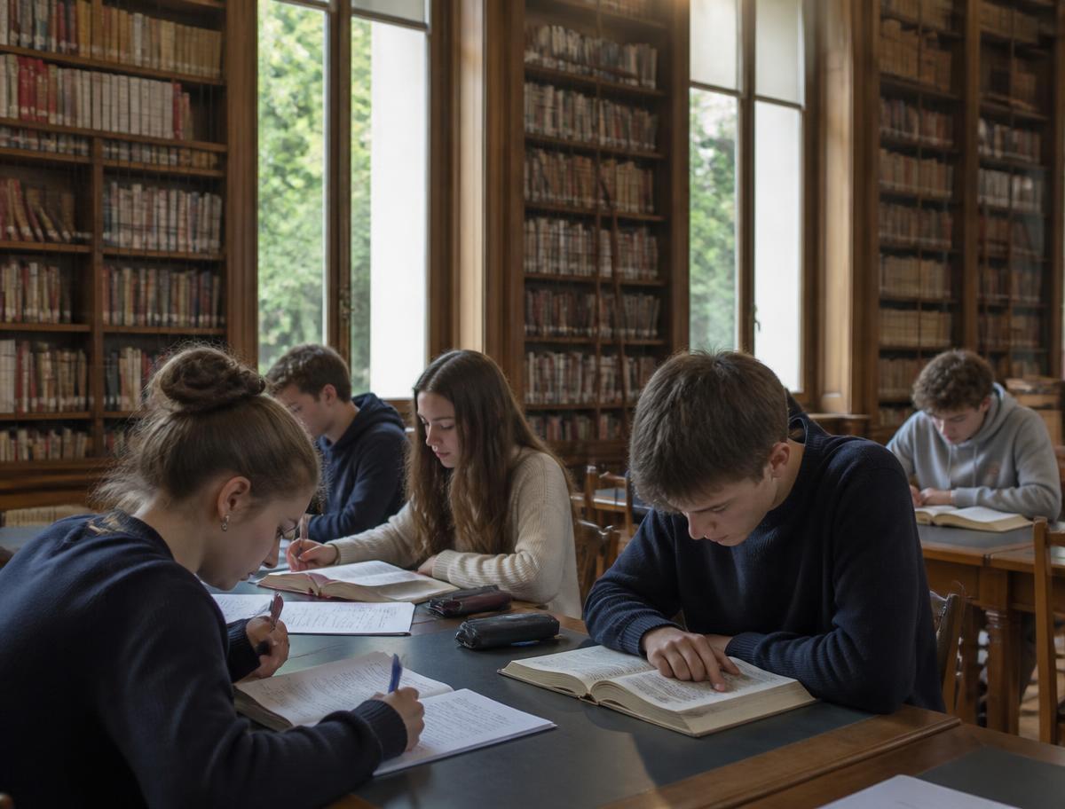 Lycéens en salle de travail
